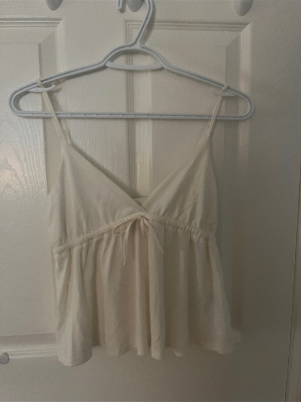 twik Cream V-Neck Babydoll Camisole with Front Tie